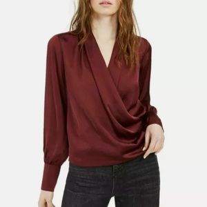 Band of Gypsies Draped Surplice Wrap Blouse Puff Sleeve Button Cuff XL